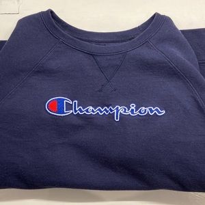 Champion Navy Chenille Crewneck Sweatshirt